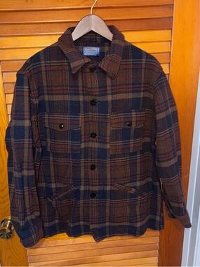 Vintage 70s Pendleton Wool CPO Cruiser Jacket Plaid Shacket Made in USA -size ~L